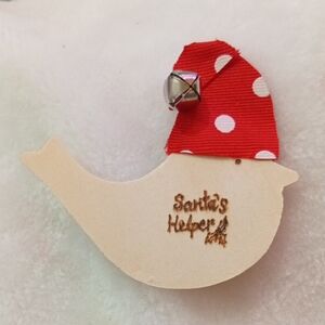 Santa's Helper Bird Ornament with Red Hat